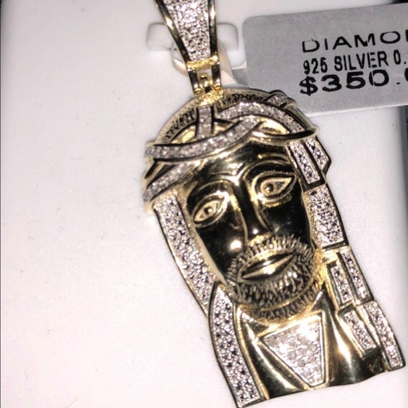 Real diamond Jesus pendant w/10k gold rope chain - Picture 4 of 17